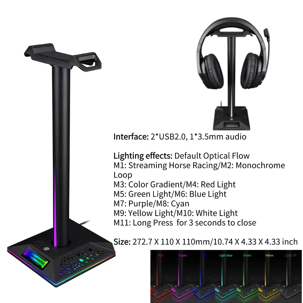 Soporte para auriculares para juegos RGB