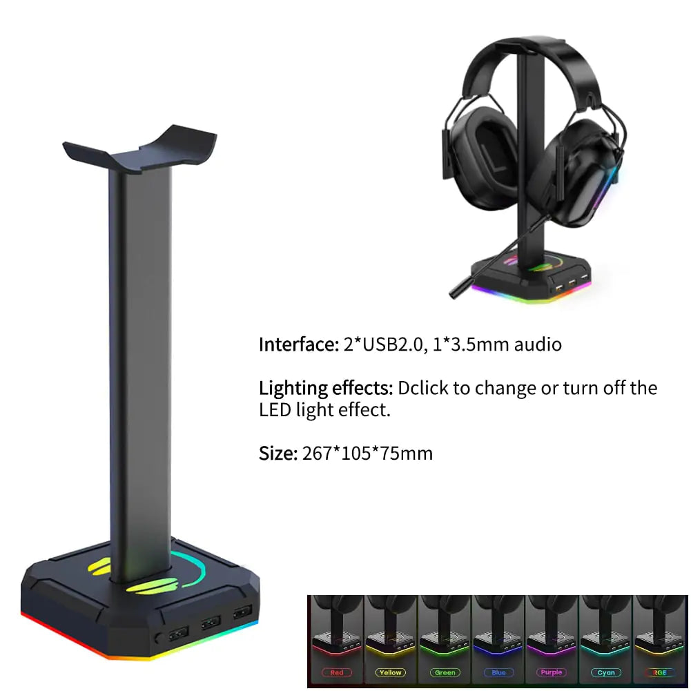 Soporte para auriculares para juegos RGB